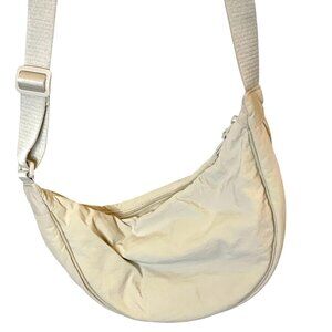 Uniqlo Beige Nylon Shoulder Sling Bag Adjustable Strap Spacious Crossbody Travel